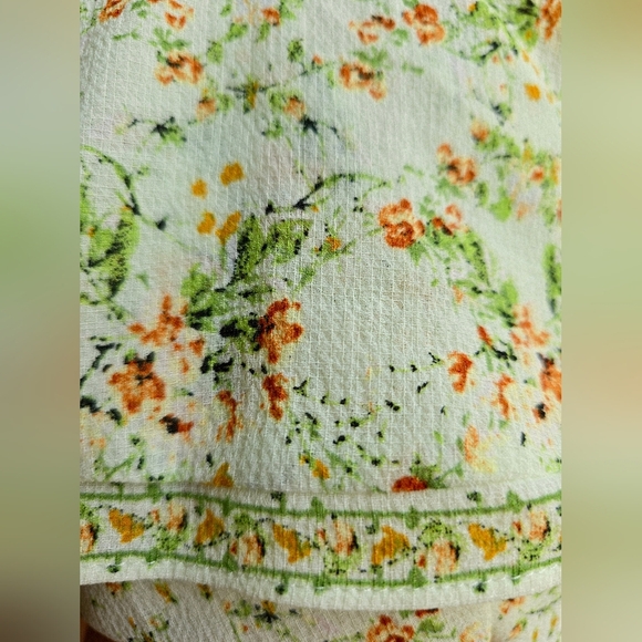 MAX STUDIO Floral Ruffle Dress Elastic Waistband Green Orange Lined Knee Size XL - Picture 11 of 11
